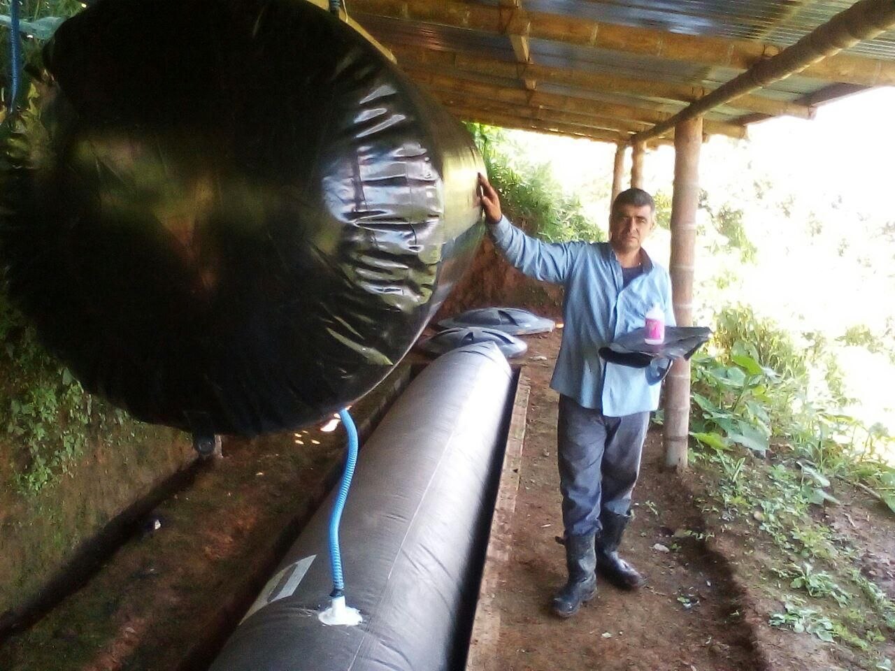 Biodigestor tubular con geomembrana