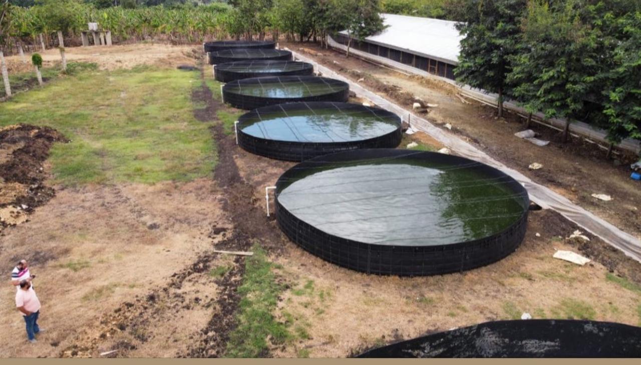 Tanque acuícola con geomembrana HDPE